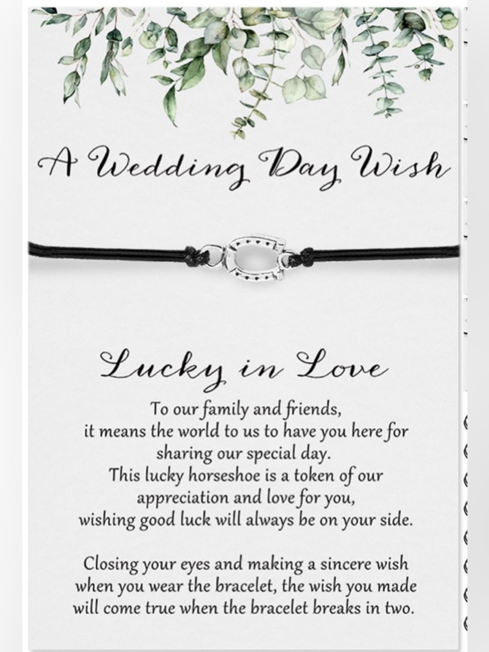 5 for 25 NWT Lucky in Love Silver Horseshoe Charm Bracelet Wedding Wish Bracelet